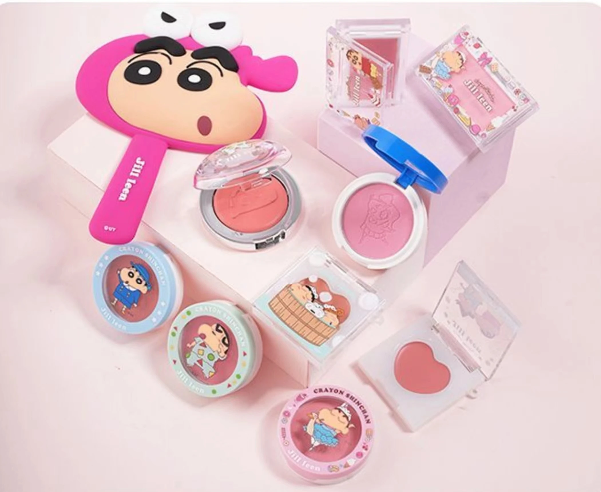 JILL LEEN Creme de blush de cor única Espelho portátil Bolsa cosmética Caixa de presente para maquiagem facial 13/15 unid.