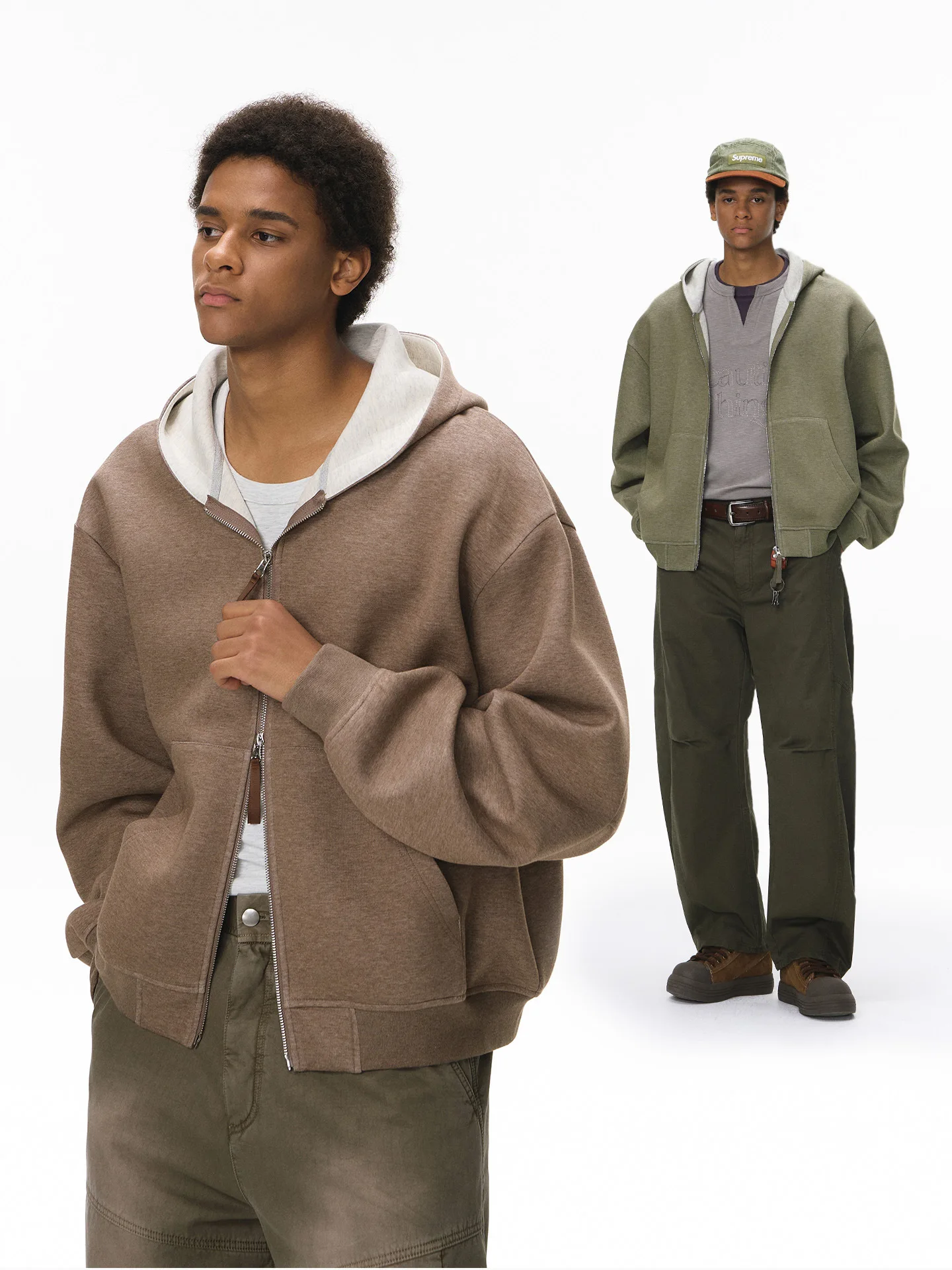 

Худи Boxy оверсайз из двухслойной ткани 340G Air Layer с текстурой, двухцветный, в американском стиле, трендовый бренд, хлопок INS Space