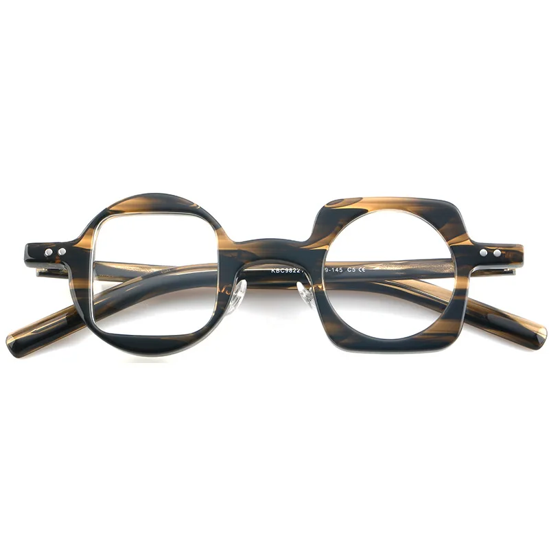 Pop Vintage Round in Square Eyeglasses Frame High-end Acetate Nearsight Eyewear Fashion ALL-MATCH Spectacles