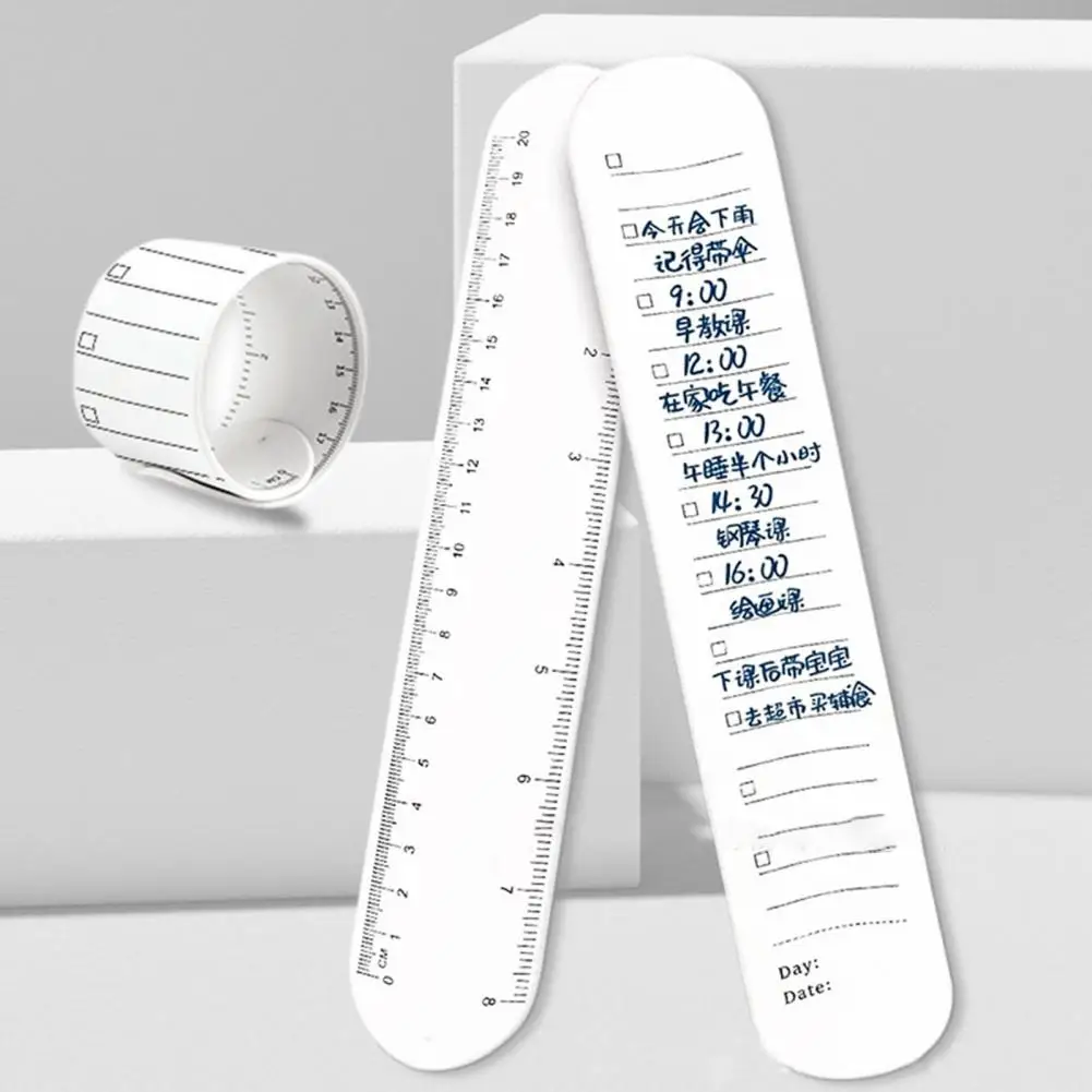 2Pcs Silicone Note Bracelet Eraser Ballpoint Pen Set Waterproof Reusable Memo Wristband with Ruler To-do List Wristband