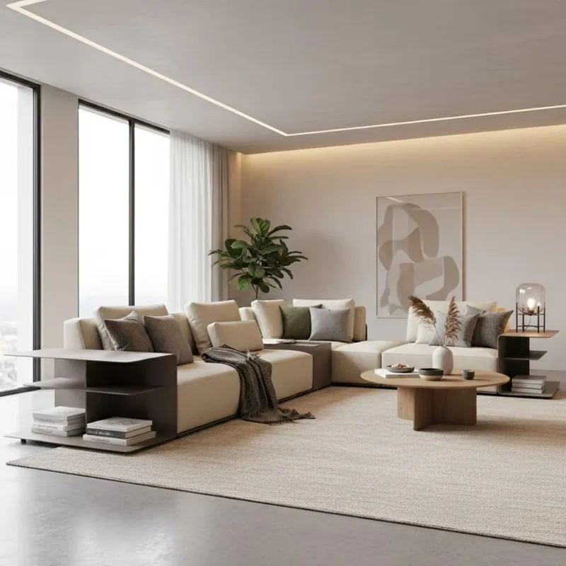 

Living room leather sofa cover Modern fully modular combination Sofa elegant design villa apartment comfortable seating