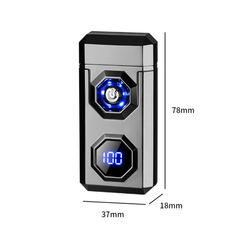 Electronic High-power Windproof Arc Rechargeable USB Lighter Outdoor Bright Light Large Capacity Power Display Electric Lighter