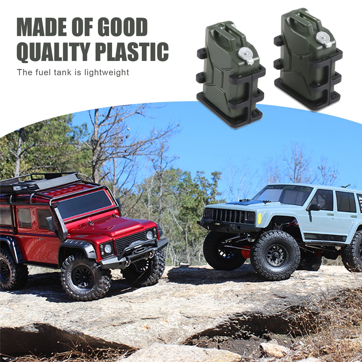 2 قطعة أدوات تزيين خزان الوقود المحاكاة الصغيرة لسيارة زاحفة 1/8 1/10 RC محورية SCX10 Traxxas TRX4 RC4WD D90، أخضر ساخن