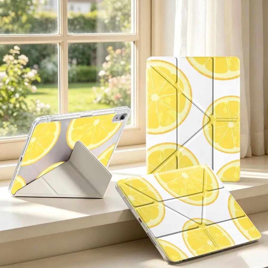 With Pen Slot Cover Tablet Case For Samsung Galaxy Tab A11 A9 Plus A8 S9 Plus S10 Lite S7 FE S8 Lovely Lemon Pattern