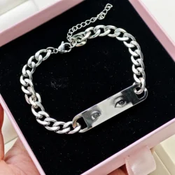 Braccialetto con immagine personalizzata personalizzato occhio foto amore regalo catena cubana bracciale con immagine in acciaio inossidabile