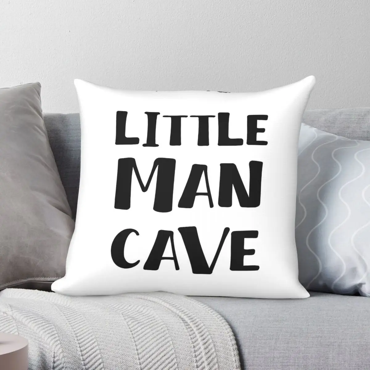 Little Man Cave Square Pillowcase Polyester Linen Velvet Printed Zip Decor Pillow Case Car Cushion Cover 45x45