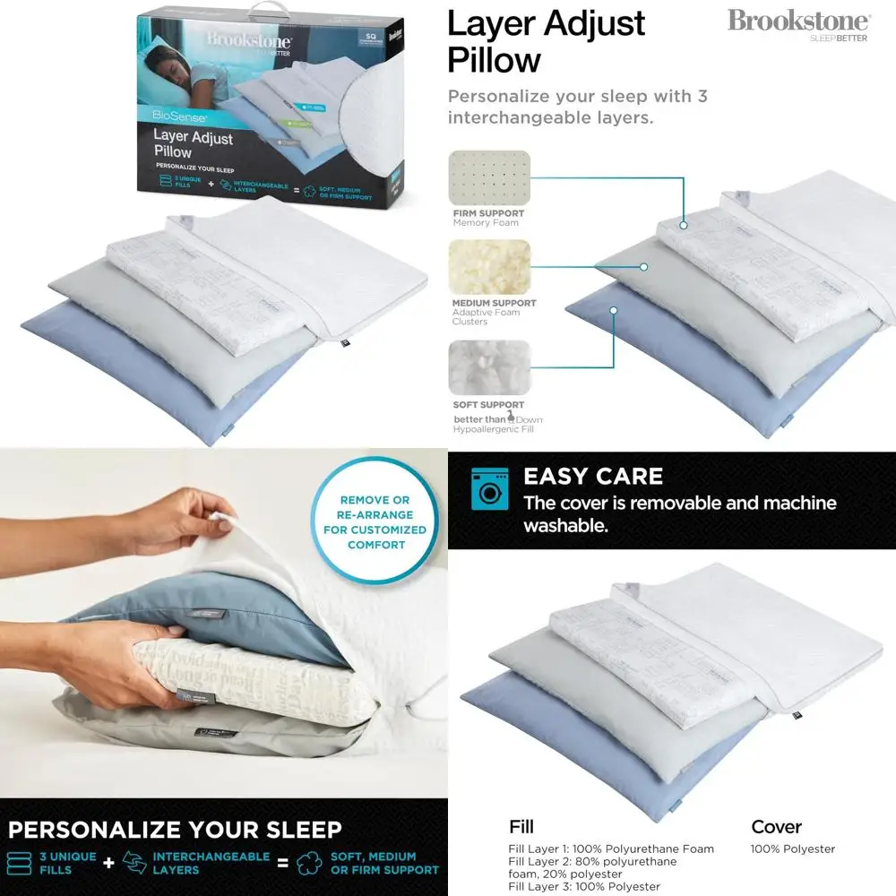 

Adjustable Foam Cluster Pillow with Layered Firmness Options