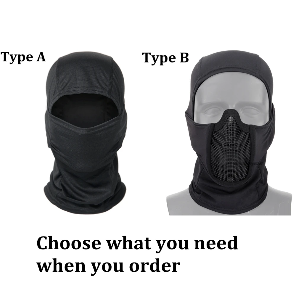 Military Tactics Baraklava Mask, Outdoor Hunting Protection Helmet, Combat Half Face, Steel Mesh, Air Gun Color, Bullet Mask