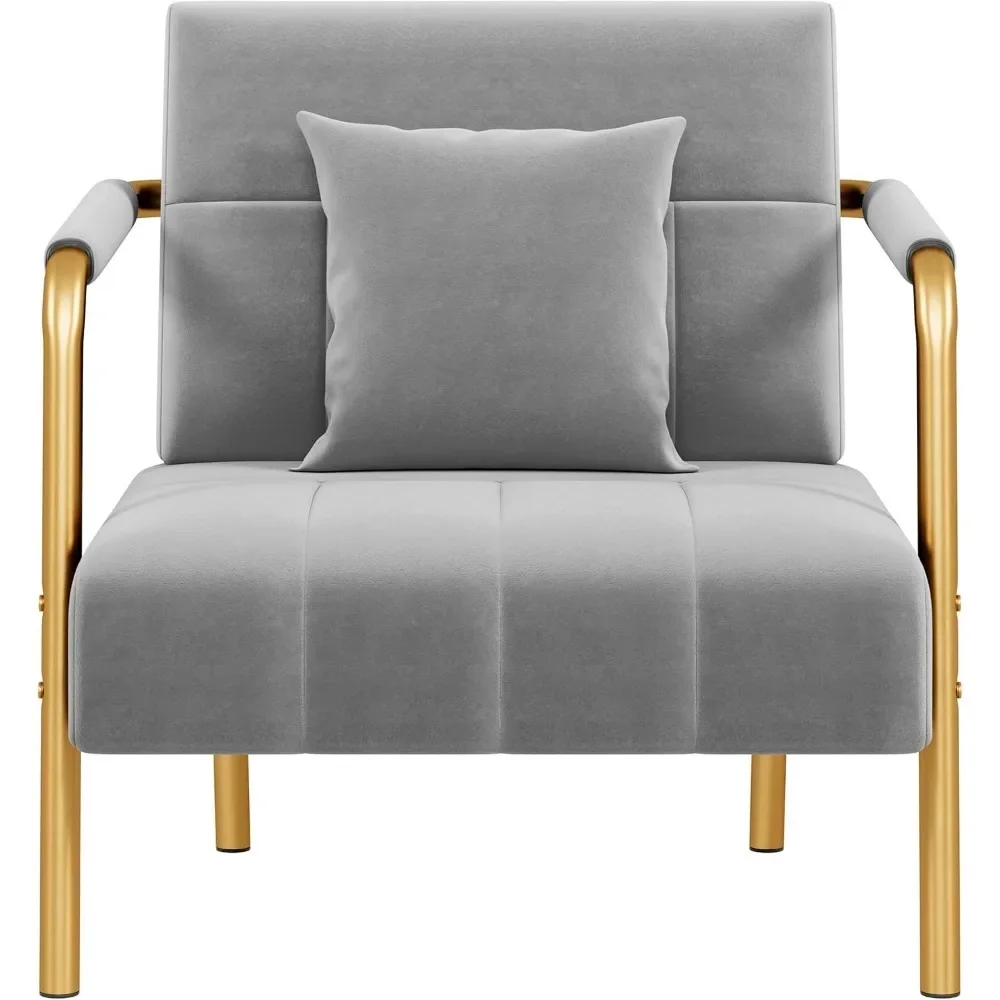 Silla decorativa de 30 pulgadas de ancho, sillón de terciopelo de gran tamaño, silla para sala de estar con marco dorado y almohada acogedora para sala de estar, dormitorio