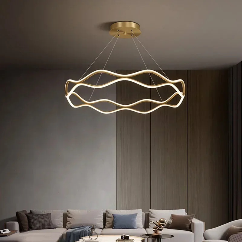 Suspension LED moderne pour chambre à coucher, salon, salle à manger, lustre, anneau de luxe, lampe frontale, décoration d\'intérieur, luminaire