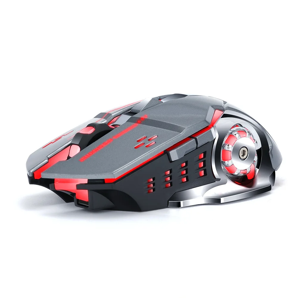 Wireless mouse 2.4G rechargeable mute 4-color breath light luminous 6 keys 2400DPI computer laptop esports gaming