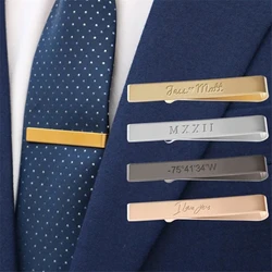 Mens Stainless Steel Tone Simple Necktie Tie Bar Clasp Clip Clamp Pin gifts for men Custom EngravedTie Clip