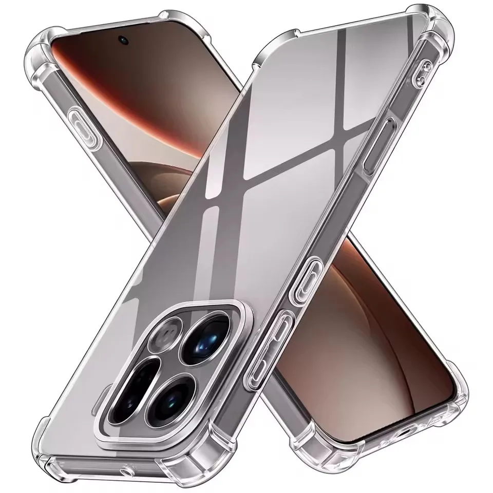 Transparent Phone Case for Oppo Find X9 X8 X7 Ultra X6 X8s+ Reno15 14 13 12 11 10 Pro Max F Airbag Protection Shockproof Cover