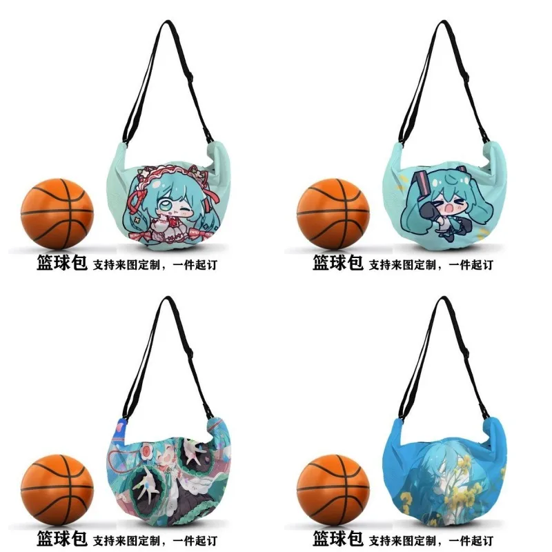 人気の初音ミクのかわいいレジャーバッグ、大容量収納、学生、スポーツ、旅行用、クロスボディ、バスケットボールバッグ