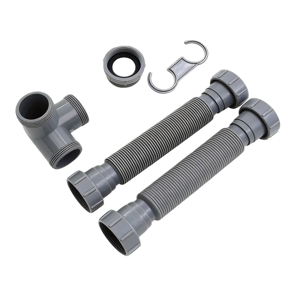 Indoor Plumbing 20 To 80 Cm Flexible P Trap Adjustable Sink Drain Kit Professional-Grade Plastic Silicone Seals Included
