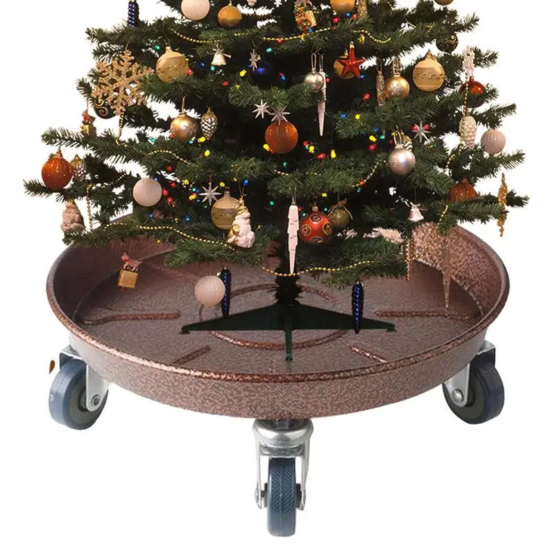 Pot Tray with Wheels Round Movable Planter Dolly Trolley Pallet Outdoor Indoor Tree Flower Planter Metal Stand Daily Use