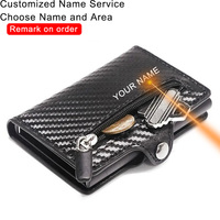 Engraving Men Wallets carbon fiber Personalized  Rfid Card Holder Customize Small Coin pocket Wallet Purse Male Female Walet
