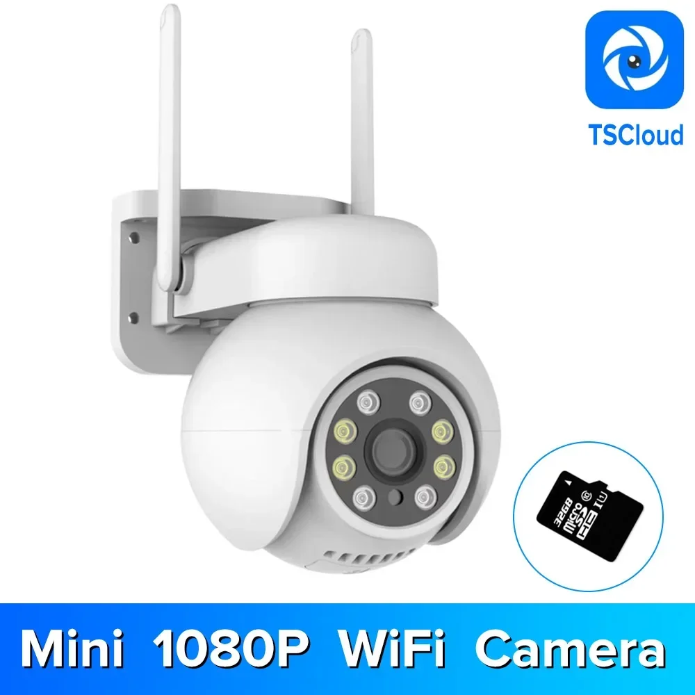 

Mini Security Camera Outdoor Two-way Audio PTZ 1080P 2MP Wifi IP Camera Night Vision Camera for Home Security TScloud App