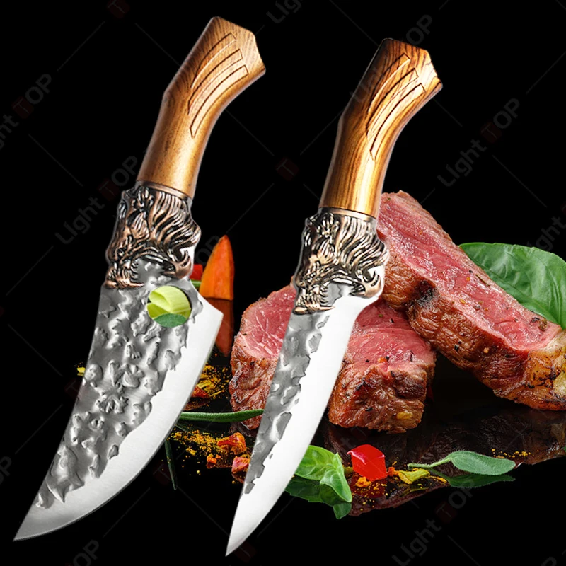 Kitchen Hand-Forged Knife Stainless Steel Boning Knife BBQ Lamb Knife Fruit Peeling Butcher Cleaver Knife Kitchen Accessories