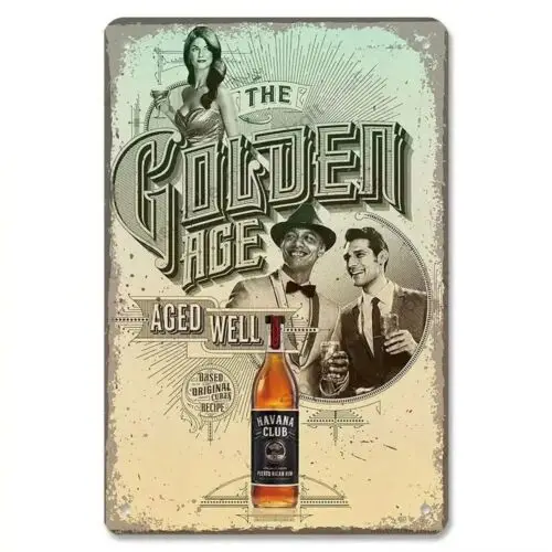 Letrero Metálico Havana Club, Decoración Retro para Pared, Estética de Ron, Decoración para Cuarto de Hombre