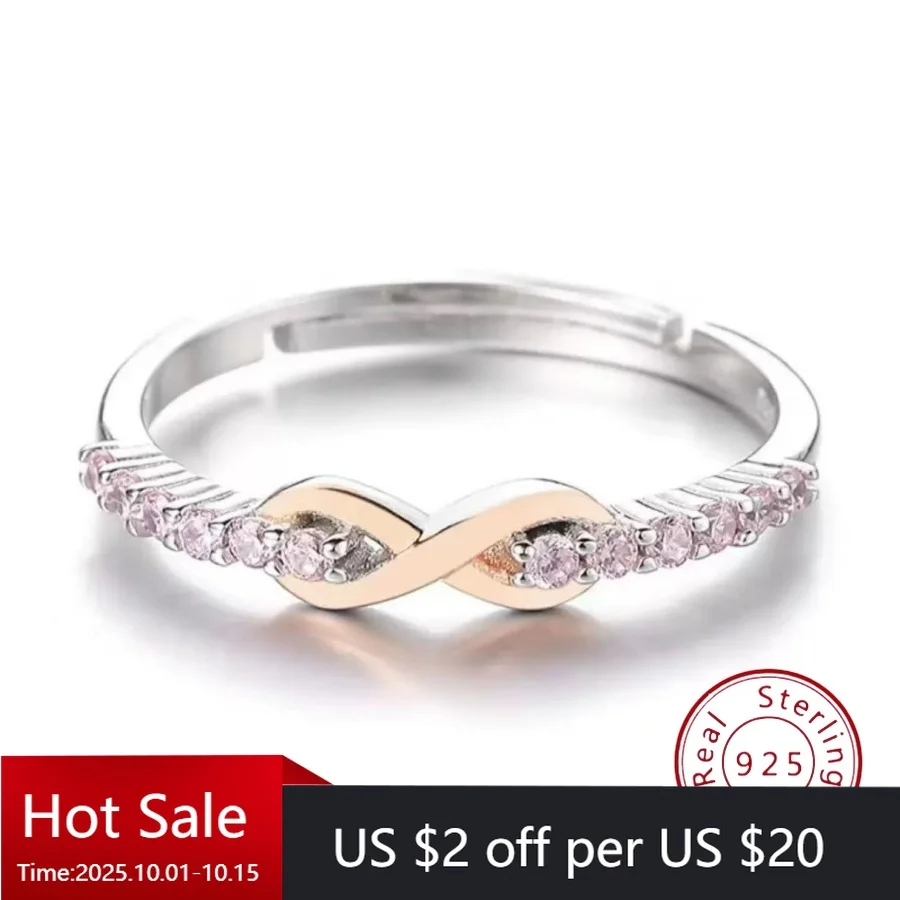 S925 فضة القوس 8 خاتم المرأة الأكثر مبيعا المتخصصة تصميم فاخر مستوحاة لانهائي الحب الدائري السبابة البنصر #5