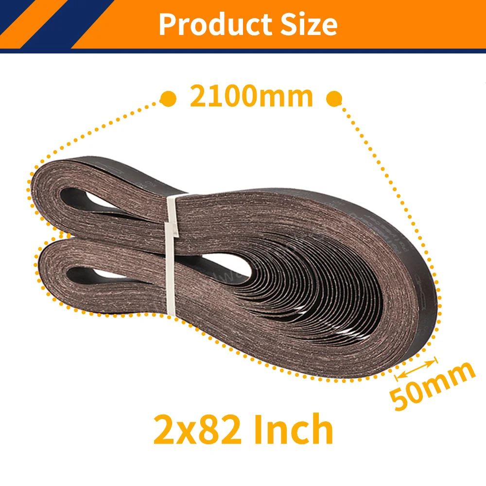 5PCS 2100 * 50mm Sander Belts,40-1000 Grits Calcined Abrasive Metal Polishing Wood Belt for Polishing Wood Soft Metal Grinding