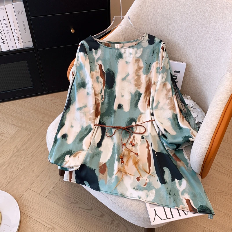 Superaen 2024 Oversized Chiffon Rok Zomer Print Shirt High-End Mode Dames Set