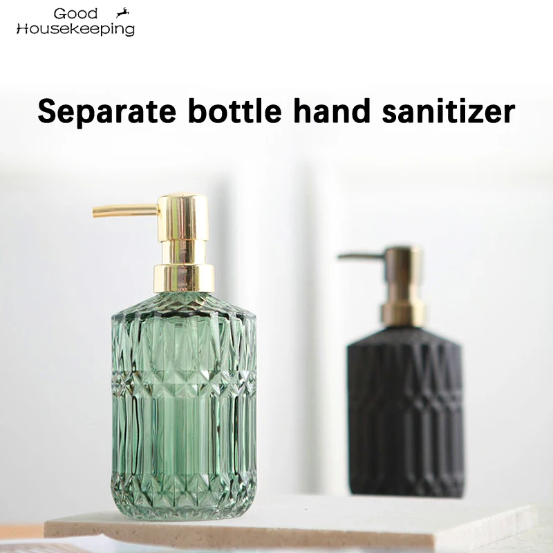 Bathroom Soap Dispenser Portable Glass Travel Liquid Hand Sanitizer Container 450ml Shampoo Body Wash Dispenser Accessories