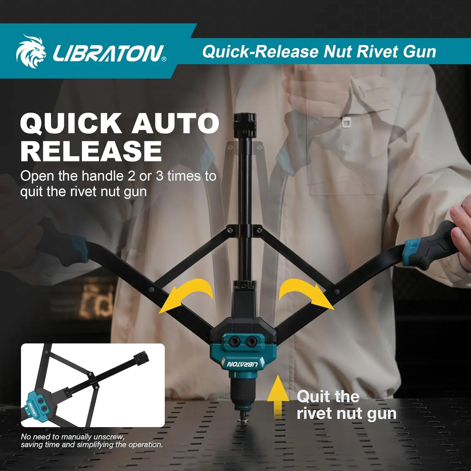 16" Rivet Nut Tool Kit with 11 Interchangeable Mandrels, 110 Nuts, Auto Release Design for Easy Use