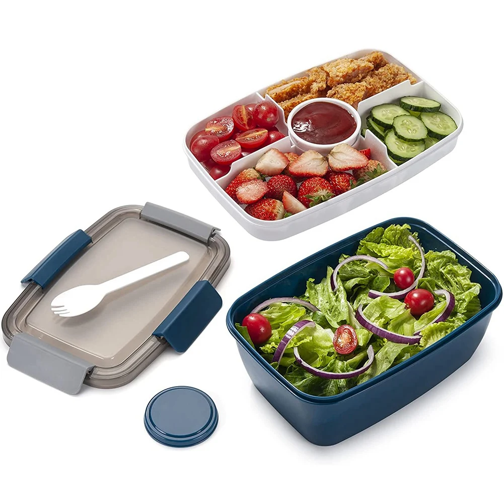 Lunch BoxLunch Container To Go, 2000Ml Salad Bowls with 4 Compartments