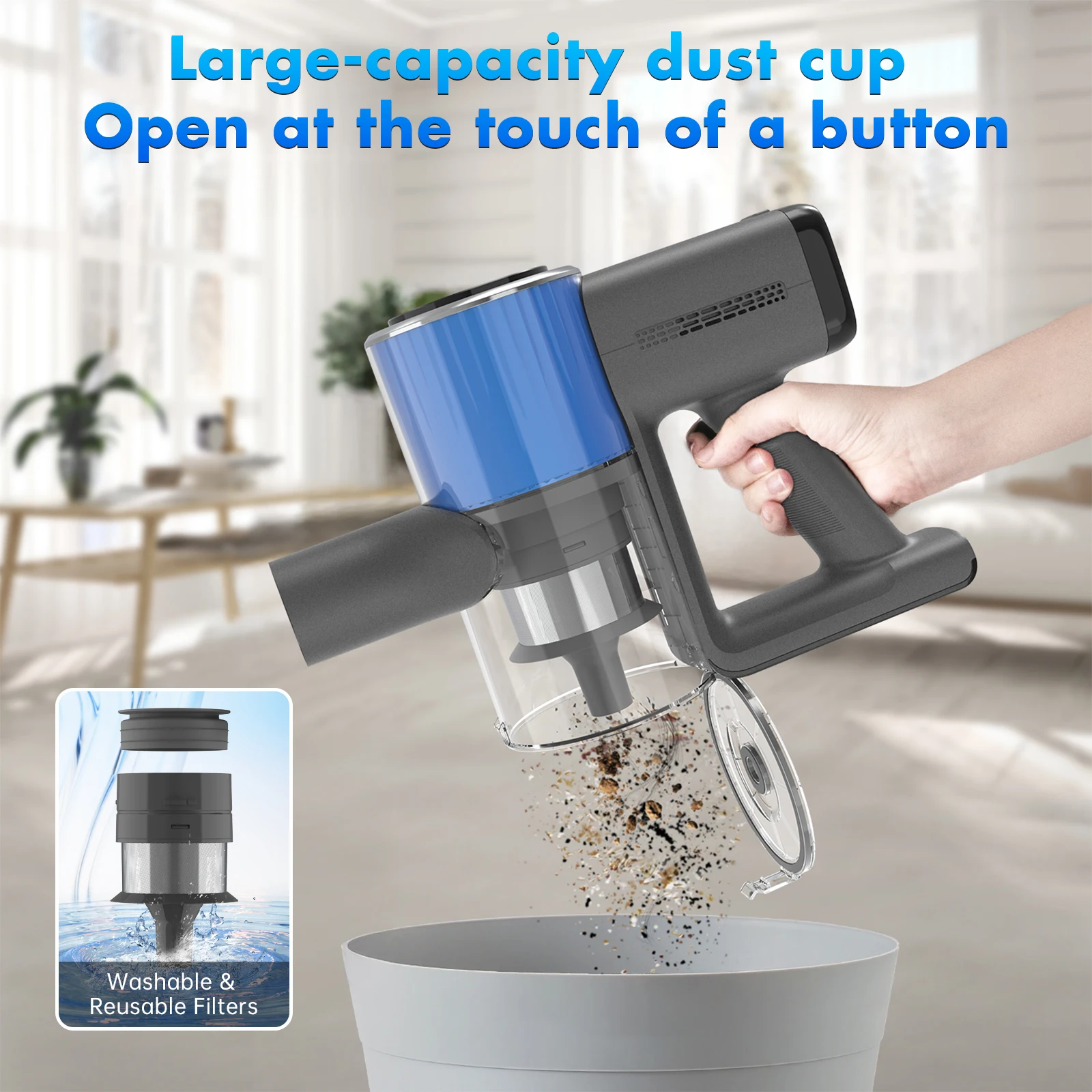 OMESER V10 30Kpa Cordless Upright Vacuum Cleaner, Ultra Lightweight Stick Vacuum for Carpet, Hard Floor, Car, Pet Hair