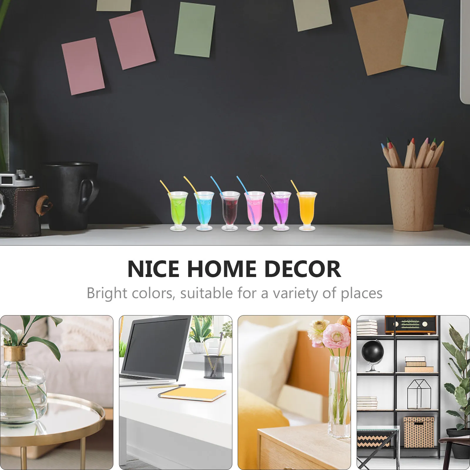 

6Pcs Miniature Cocktail Resin Mini House Ornament Lightweight Small Decorative Accessory Photography Prop Micro Landscape Decor
