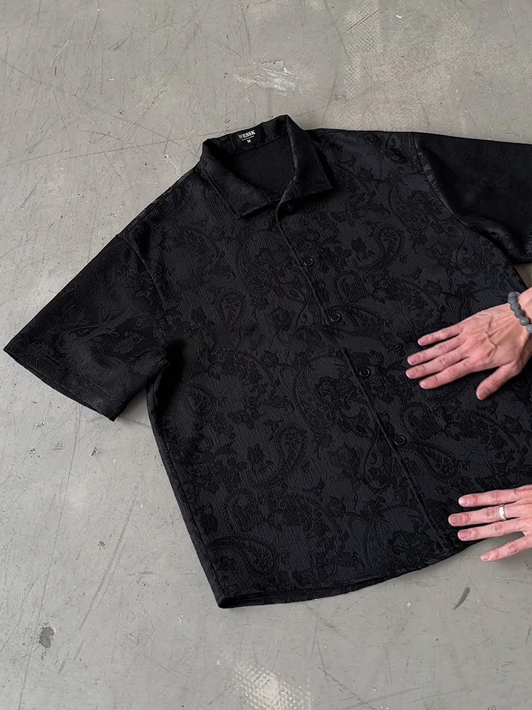 

New Chinese Sle Textured Ice Silk ort Sve Men's irt Summer High End Feeling Turn-down Collar Tang Costume Cleanfit T...