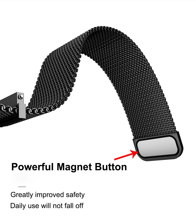 Milanaise-Loop-Armband für Samsung Galaxy Watch 7, 6, 5, 4, 44 mm, 40 mm, magnetisches Metallarmband, 22 mm, 20 mm, Armband Galaxy Watch 4/6 Classic – Detail 8