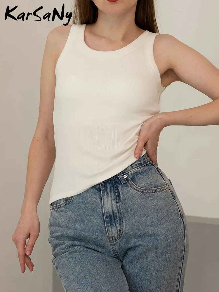 Summer Tank Tops With Built In Bra Women Basic 2025 Outfits Outerwear Soft Thread Sleeveless Bottom White Top For Women Tank Top image 5