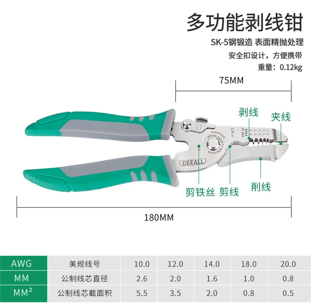 AWG 8.0-14 Abisolieren Wire Stripper ช่างไฟฟ้าสายช่างไฟฟ้ากรรไกรดึงคีม Zangen Werkzeuge Schneiden