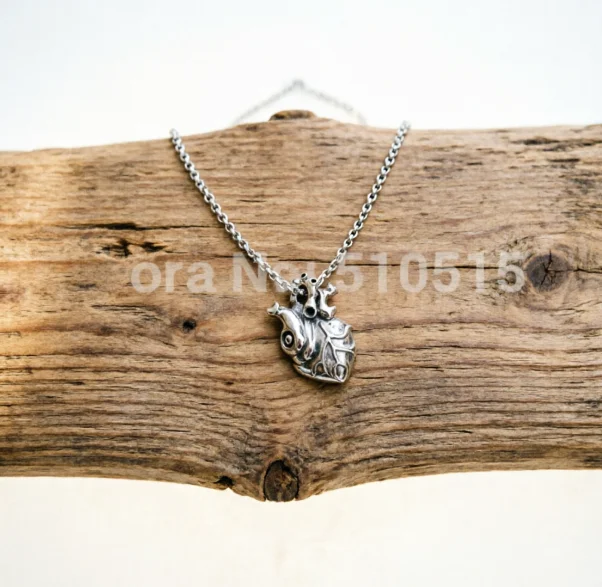 Gothic Anatomical Heart Necklace Anatomy Steampunk Cardiac Pendant Punk Jewelry