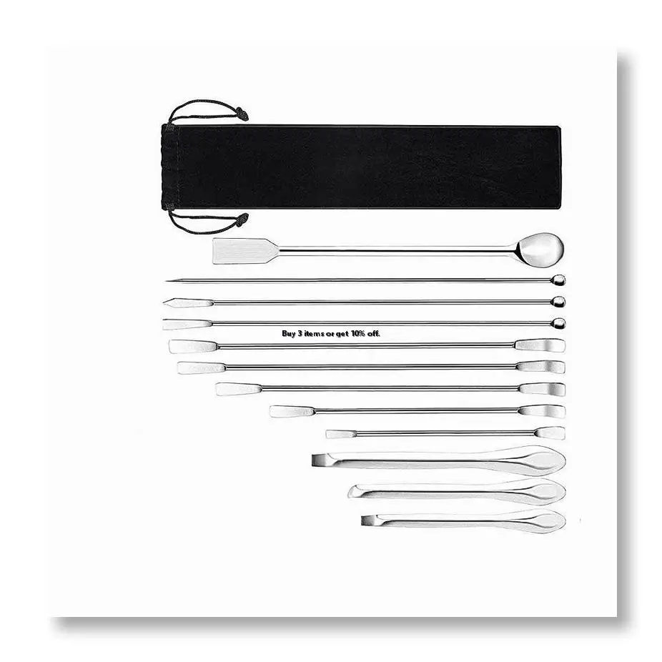 ✼12Pcs Stainless Steels Lab Spoon Spatula Laboratory Sampling Spoon Mixing Spat Sets Working Scraper Laboratory Equipment