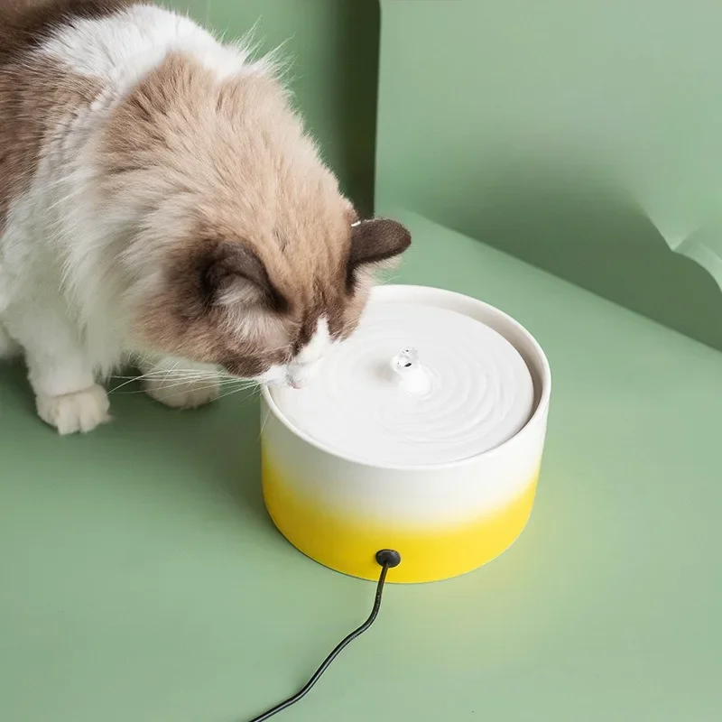 Cat Drinking Fountain Electric Ceramic Heating Water Dispenser Automatic Drinking Fountain Drinking Water Circulating Pet Bowl