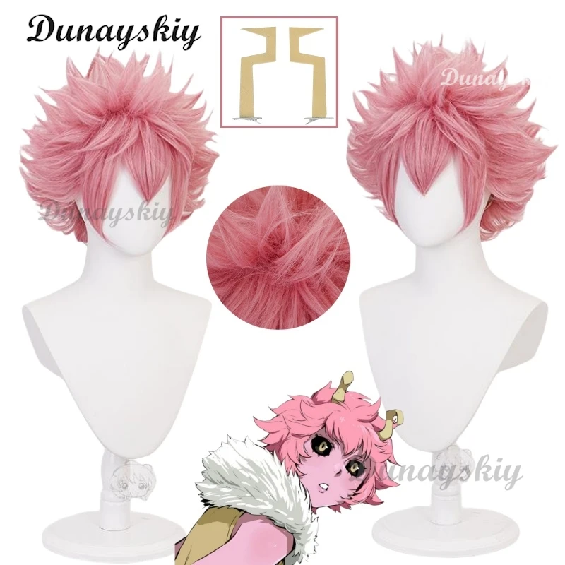 Ms May Anime My Hero Ashido Mina Pinky Cosplay Wig Headdress Hairpin Cosplay Accessories Pink Wig Prop Customized