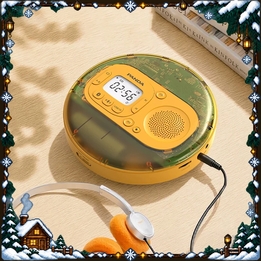 PANDA CD15 Mini Retro Portable CD Player Album Disc Player Discman Compact Music CD Disc Player For Music Album Listening