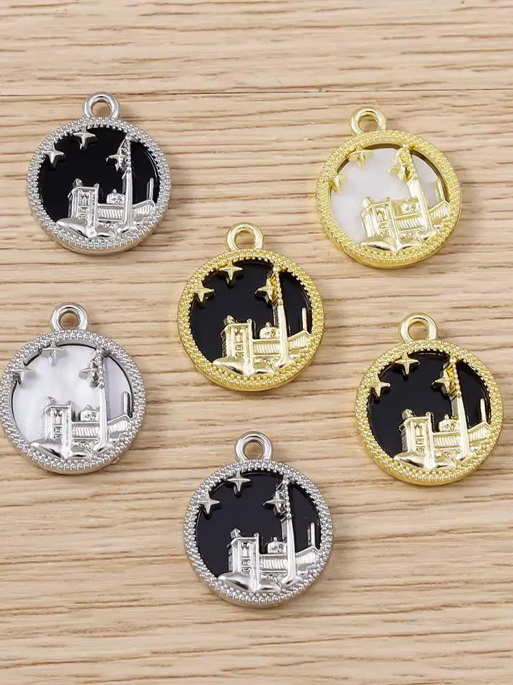 Tusember 5 Stück vergoldeter quadratischer Anhänger für Halsketten, runde Naturmuschel-Charms, DIY-Bastelzubehör für handgefertigten Schmuck – Detail 2