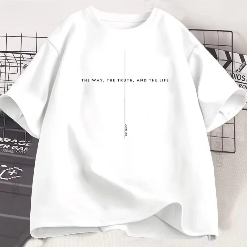 Jesus Christ Is King T-shirt The Way The Truth The Life Jesus Christ T-shirt Faith Conquers Fear Cross Men Clothing