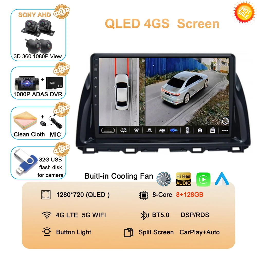 Android 16 Auto autoradio voor Mazda CX5 CX-5 CX 5 2012 - 2015 Multimedia Videospeler Navigatie stereo GPS Carplay 360 Camera
