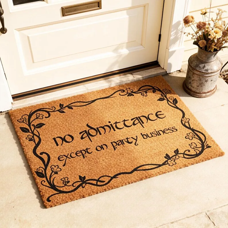 Housewarming Gifts Welcome Doormat No Admittance Except on Party Business Doormat Funny Home Customized Text Design Coir Doormat