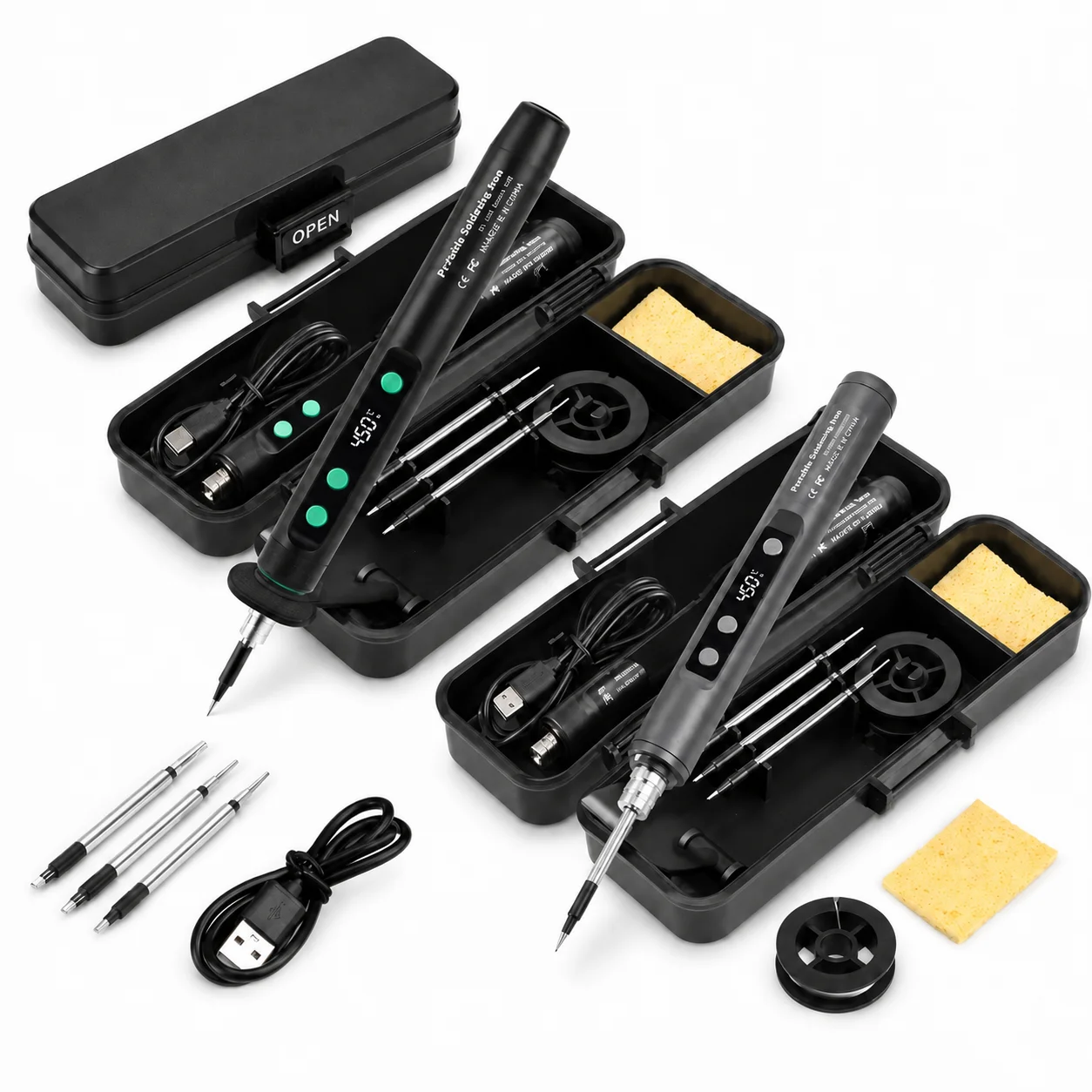 Electronics Repair Kit With Soldering Iron - Portable USB Rechargeable Wireless Soldering Iron