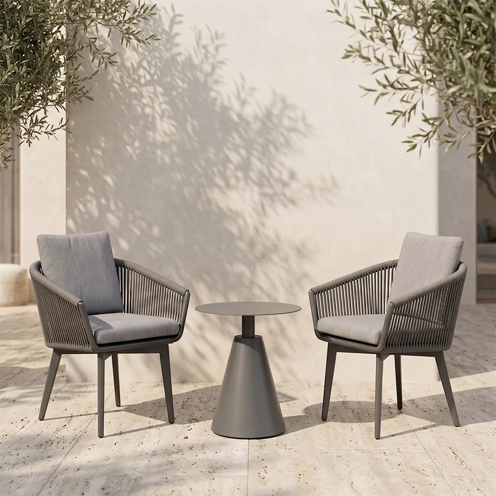 Rattan Wicker Outdoor Patio Furniture Set Handwoven Modern Design Aluminum Frame Fabric Cushion Garden Sofa
