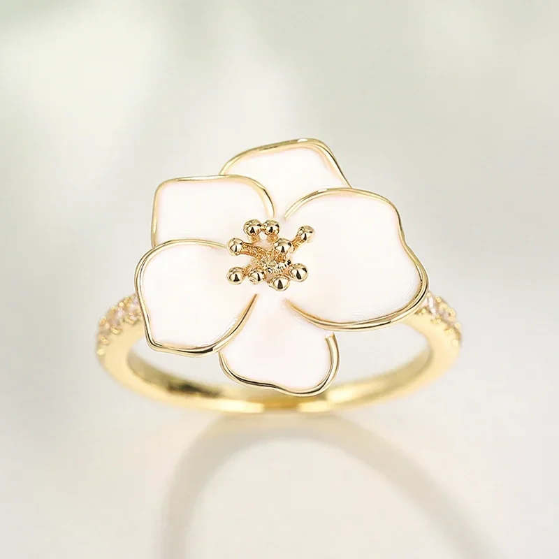 Huitan Wunderschöne Blumenringe, frischer Stil, schöne stilvolle Fingeraccessoires für Frauen, eleganter Temperamentschmuck für Party