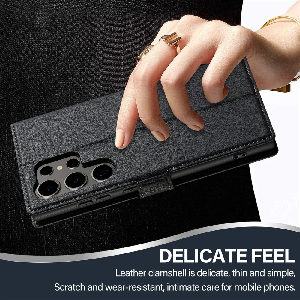 Leather Card Holder Wallet Flip Case For Samsung Galaxy S25 Ultra S24 FE S21 S20 S23 S22 + Plus A55 A54 A53 A35 A16 A15 A14 5G