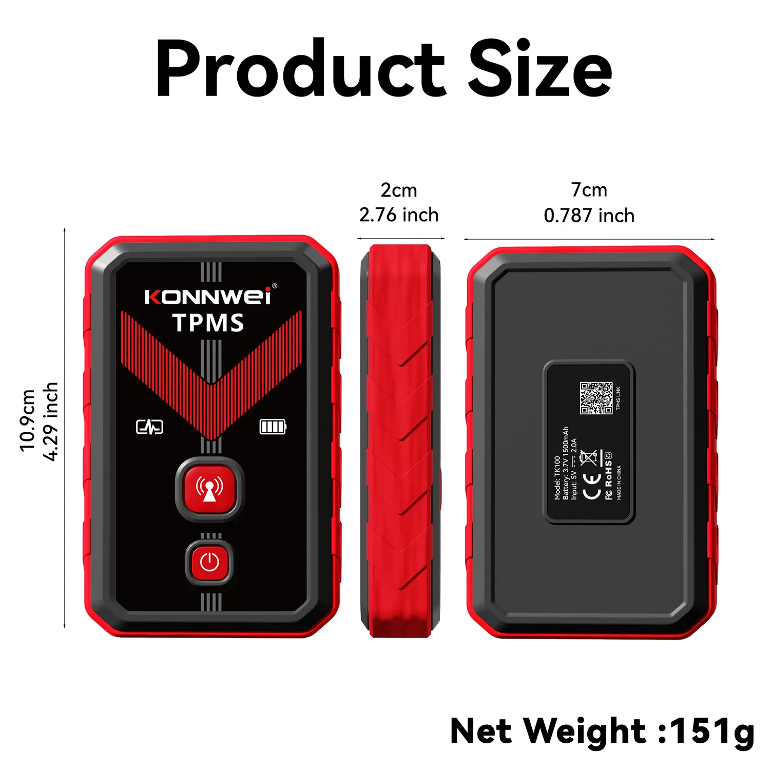 KONNWEI TK100 TPMS Relearn Tool 315MHz 433MHz Car Tire Pressure Sensor Activator Programming OBD Relearn Diagnostic Service Tool